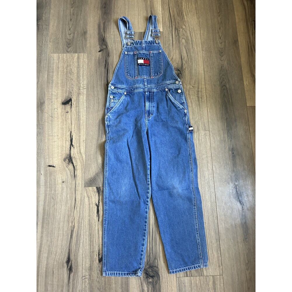 Vintage 90s TOMMY HILFIGER Denim Bib OVERALLS Womens Size Small Hip Hop Baggy